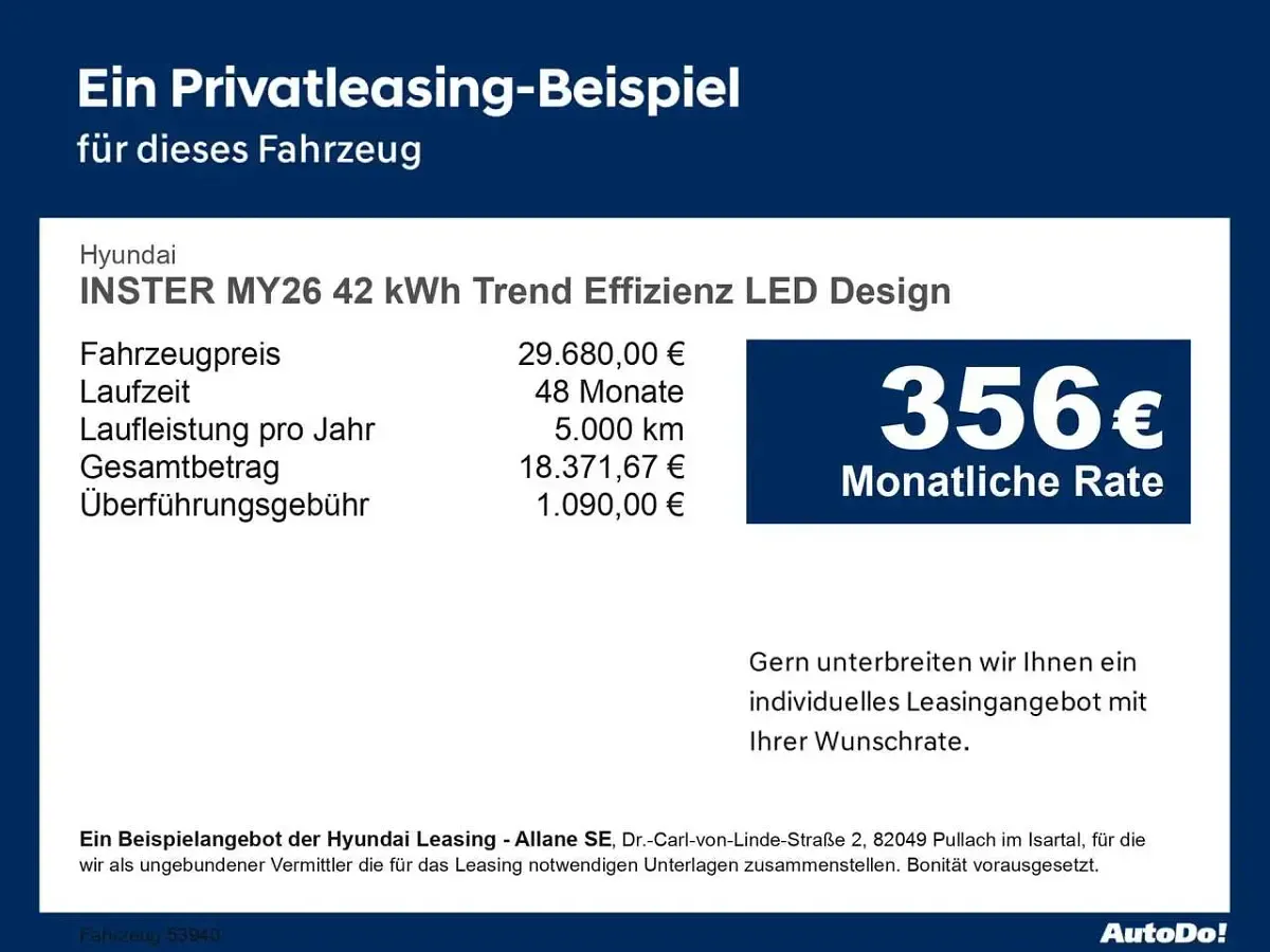 Neu Hyundai Inster Trend 71 kW (97 PS) 2026 Orange Kleinwagen