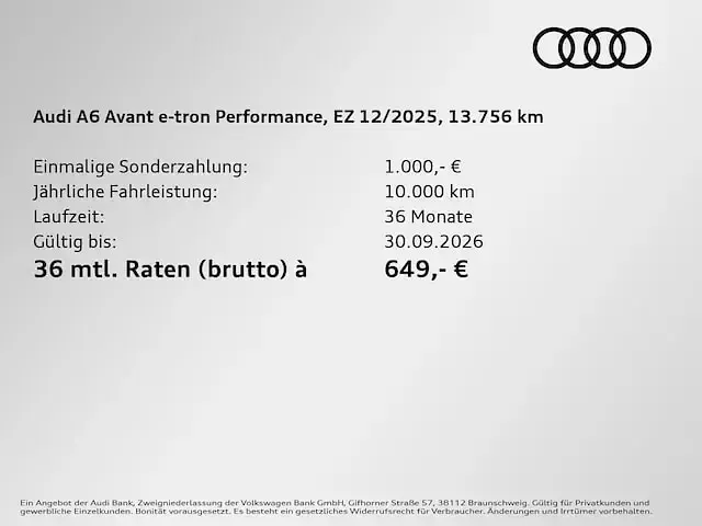 Gebraucht Audi A6 e-tron Performance 269 kW (367 PS) 2025 Mythosschwarz metallic Kombi