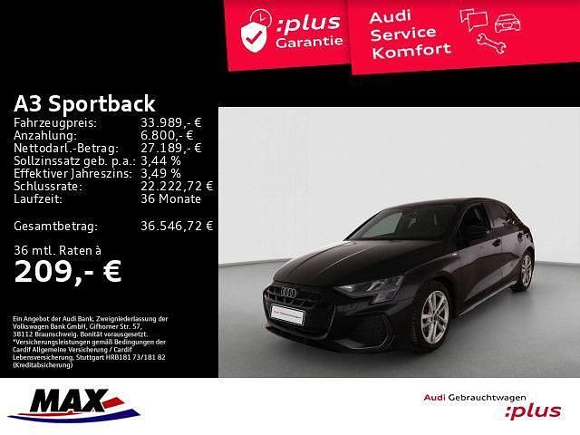 Mythosschwarz metallic Gebraucht 2025 Audi A3 S-Line Limousine | 33.989 € (Guter Preis) - Bild 1/3