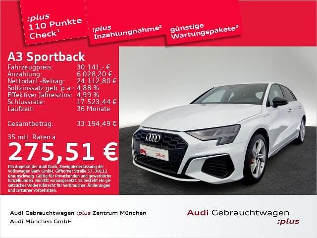 Gletscherweiß metallic Gebraucht 2023 Audi A3 Sportback e-tron S-Line Limousine | 30.141 € (Fairer Preis) - Bild 1/2
