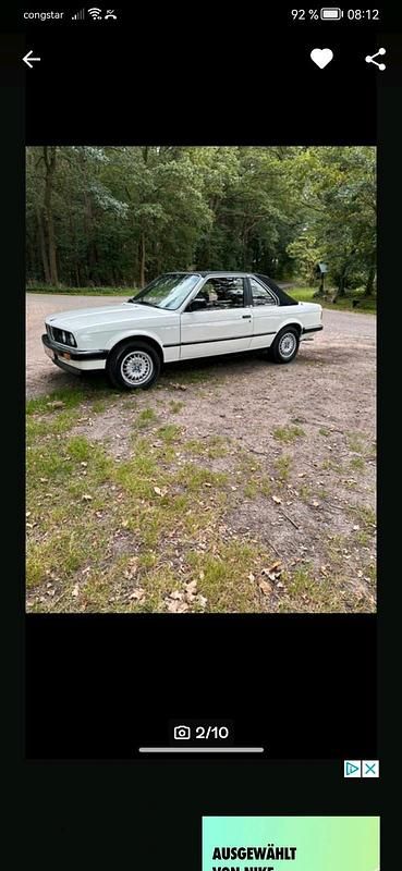 Weiß Gebraucht 1984 BMW 320 Cabriolet Cabrio | 6.950 € - Bild 1/4
