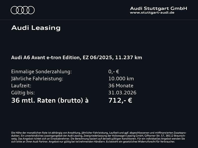 Gebraucht Audi A6 e-tron Performance 269 kW (367 PS) 2025 Daytonagrau perleffekt Kombi