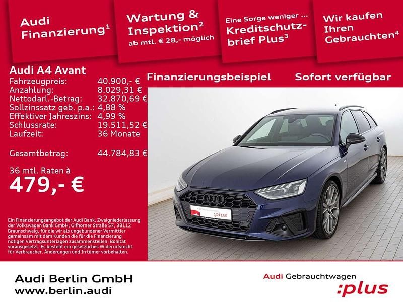 Navarrablau metallic Gebraucht 2022 Audi A4 S-Line Kombi | 40.900 € - Bild 1/3
