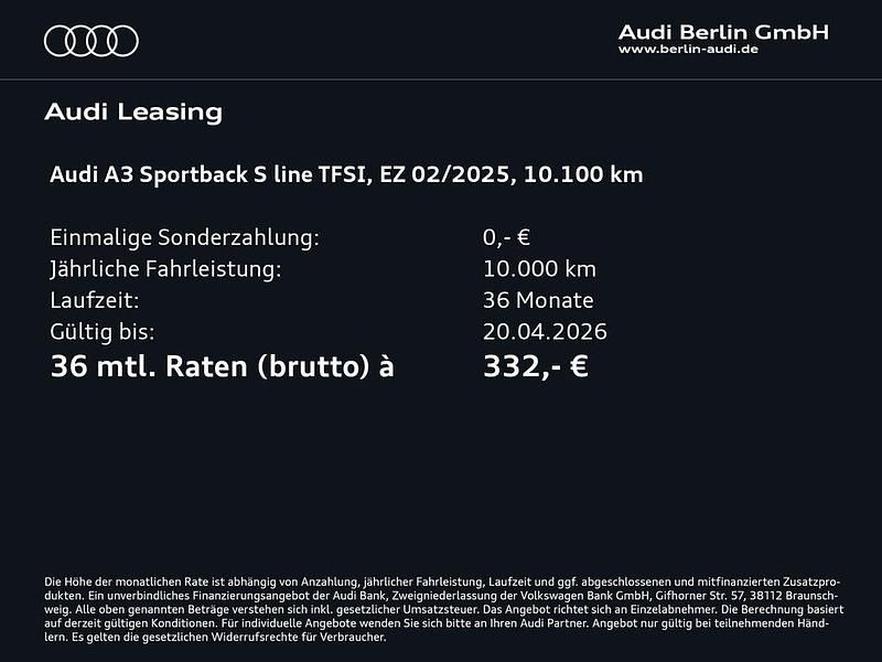 Gebraucht Audi A3 S-Line 116 PS (85 kW) 2025 Mythosschwarz metallic Kombi