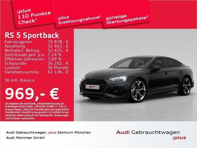 Mythosschwarz metallic Gebraucht 2024 Audi RS5 Sportback Ambiente Limousine | 76.958 € (Fairer Preis) - Bild 1/2