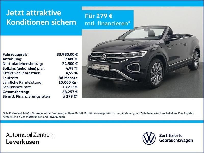 Schwarz Gebraucht 2024 VW T-Roc Cabriolet Goal Cabrio | 33.980 € (Fairer Preis) - Bild 1/4