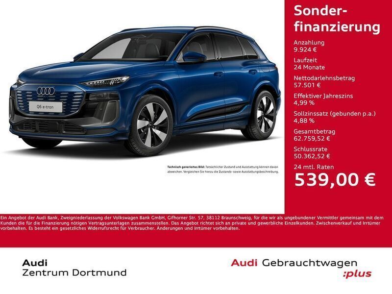 Ascariblau metallic Gebraucht 2024 Audi Q6 e-tron Ambiente SUV | 67.425 € (Guter Preis) - Bild 1/3