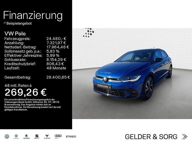 Reef blue metallic schwarz Gebraucht 2025 VW Polo R-line Limousine | 24.480 € (Fairer Preis) - Bild 1/4