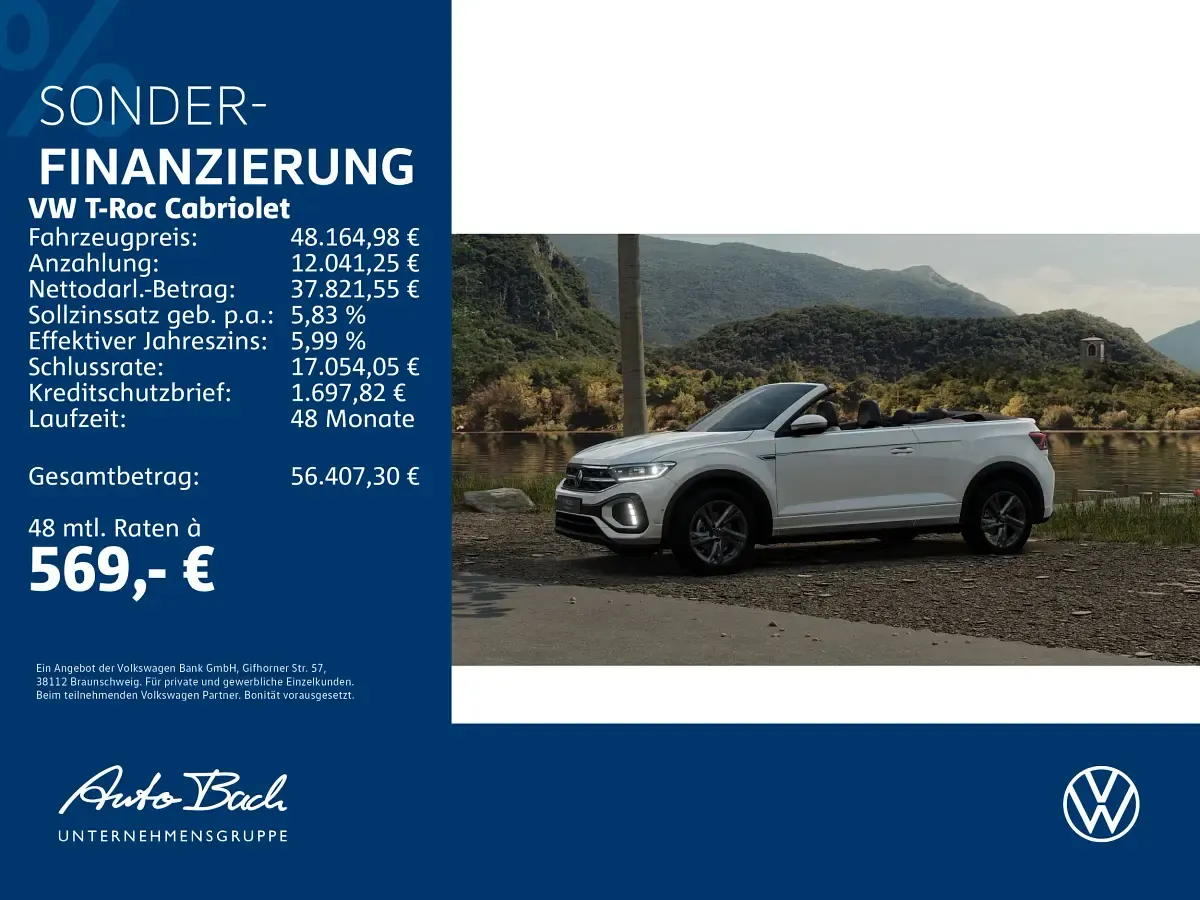 Neu VW T-Roc Cabriolet R-line 150 PS (110 kW) 2026 Pure white uni schwarz Cabrio