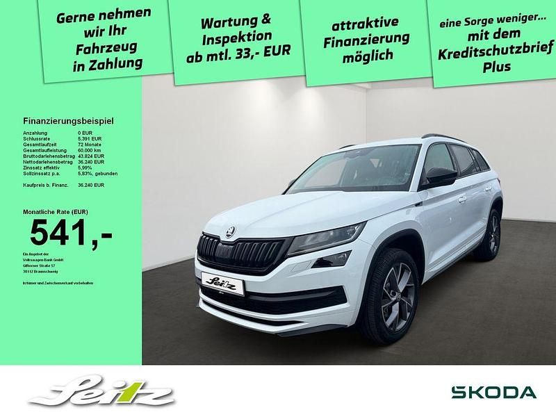 Bila moon/moon white Gebraucht 2021 Skoda Kodiaq SportLine SUV | 36.240 € (Fairer Preis) - Bild 1/3