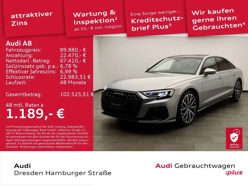 Gebraucht Audi A8 Sport 286 PS (210 kW) 2024 Florettsilber metallic Limousine