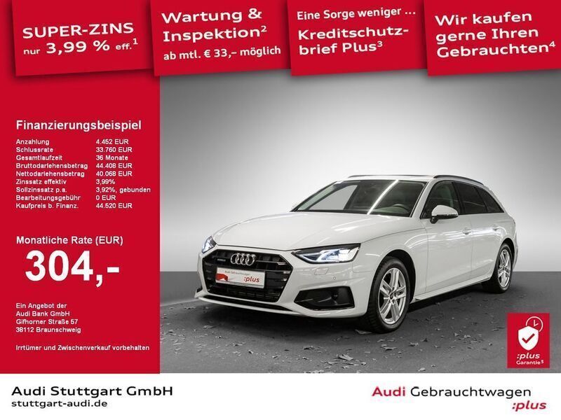 Gletscherweiß metallic Gebraucht 2024 Audi A4 Advanced Plus Kombi | 44.940 € - Bild 1/2