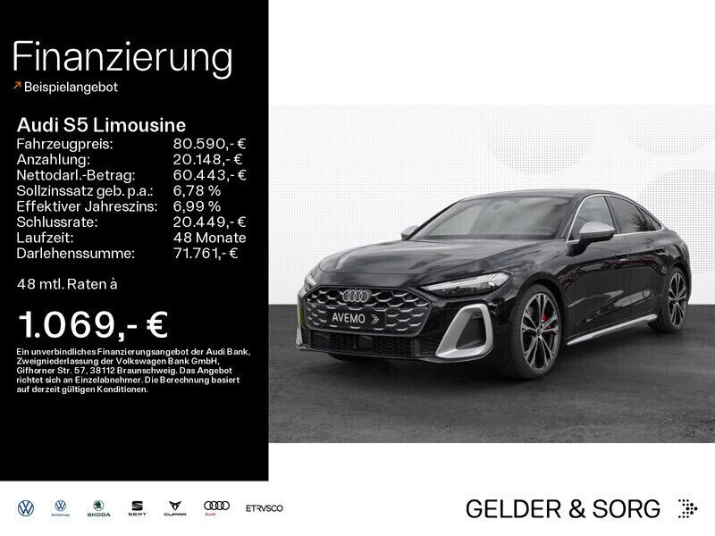Schwarz Neu 2025 Audi S5 Sport Limousine | 80.590 € (Fairer Preis) - Bild 1/4