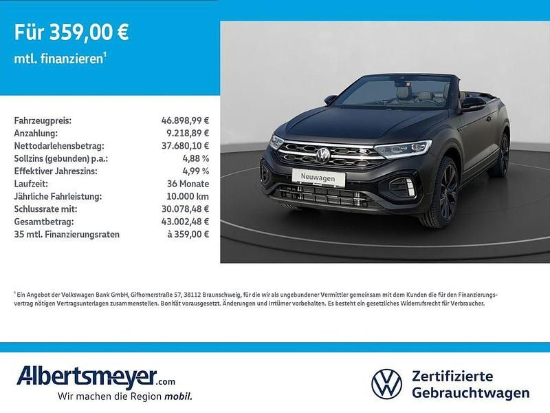 Schwarz Neu 2025 VW T-Roc Cabriolet R-line Edition Cabrio | 46.899 € - Bild 1/4