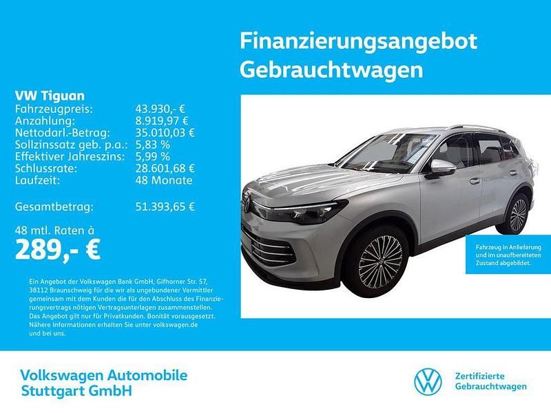 Oyster silver metallic Gebraucht 2025 VW Tiguan Elegance SUV | 43.930 € (Fairer Preis) - Bild 1/4