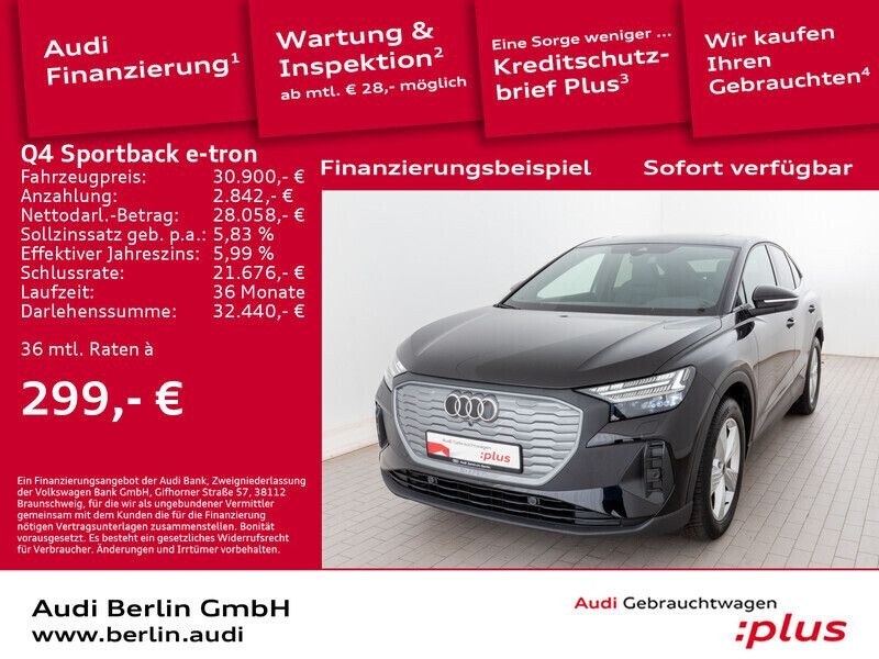 Mythosschwarz metallic Gebraucht 2022 Audi Q4 e-tron SUV | 30.900 € (Fairer Preis) - Bild 1/3