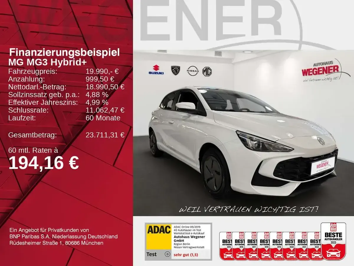 Gebraucht MG MG3 194 PS (142 kW) 2024 Dover white Kleinwagen