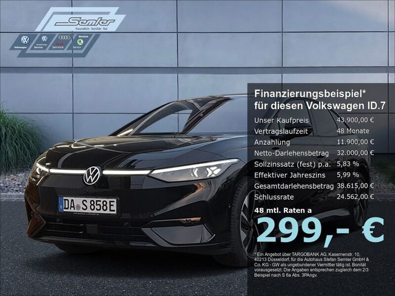 Schwarz Gebraucht 2023 VW ID.7 Pro Limousine | 43.900 € (Superpreis) - Bild 1/4