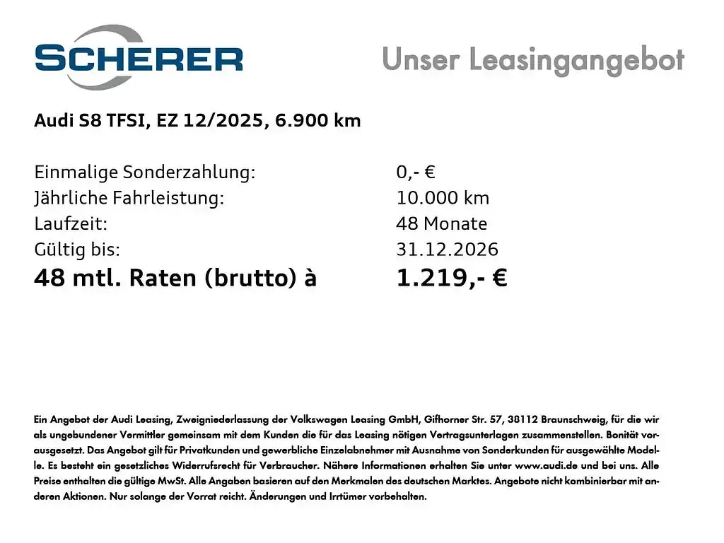 Gebraucht Audi S8 Comfort 571 PS (419 kW) 2025 Schwarz Limousine