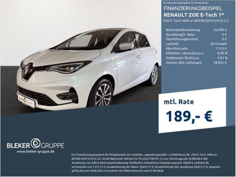 Weiß Gebraucht 2021 Renault Zoe Intens Kleinwagen | 15.890 € (Fairer Preis) - Bild 1/3