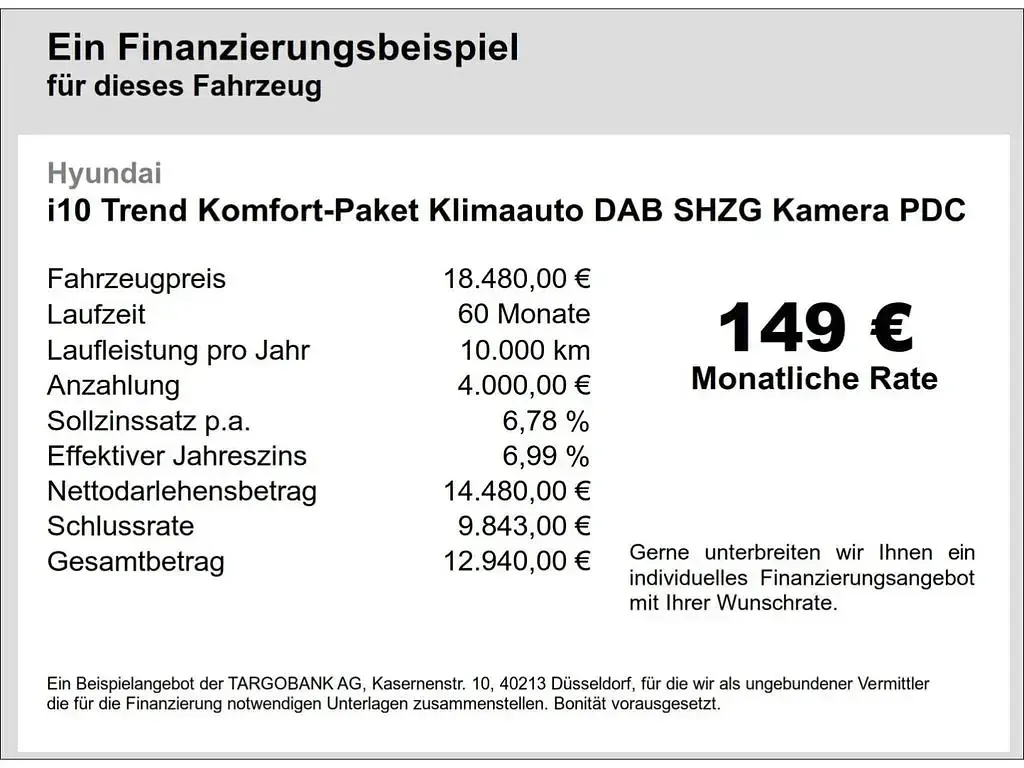 Neu Hyundai i10 Comfort 63 PS (46 kW) 2025 Weiss Kleinwagen
