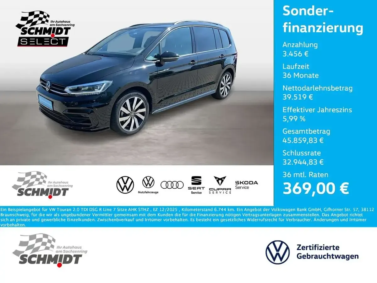 Gebraucht VW Touran R-line 150 PS (110 kW) 2025 Schwarz Van / Kleinbus