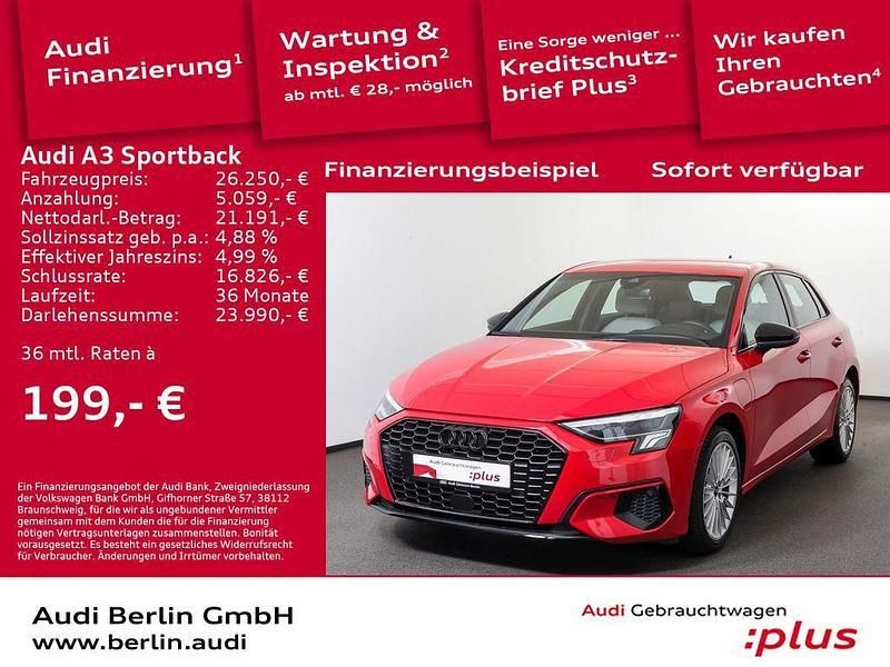 Tangorot metallic Gebraucht 2022 Audi A3 Sportback e-tron Advanced Plus Limousine | 26.250 € (Fairer Preis) - Bild 1/3