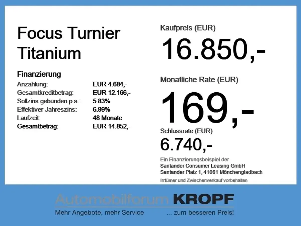 Gebraucht Ford Focus Titanium 125 PS (91 kW) 2023 Chromablau metallic Kombi