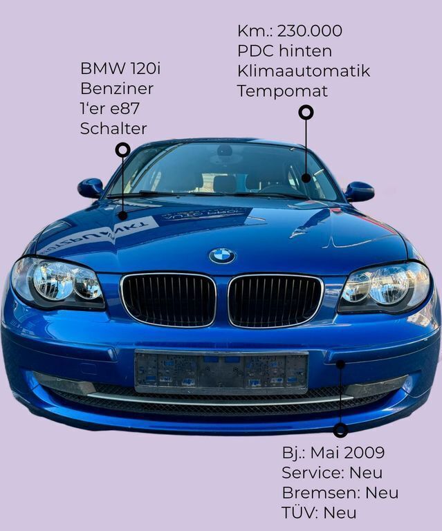 Blau Gebraucht 2009 BMW 120 Advantage Kleinwagen | 3.700 € (Fairer Preis) - Bild 1/4