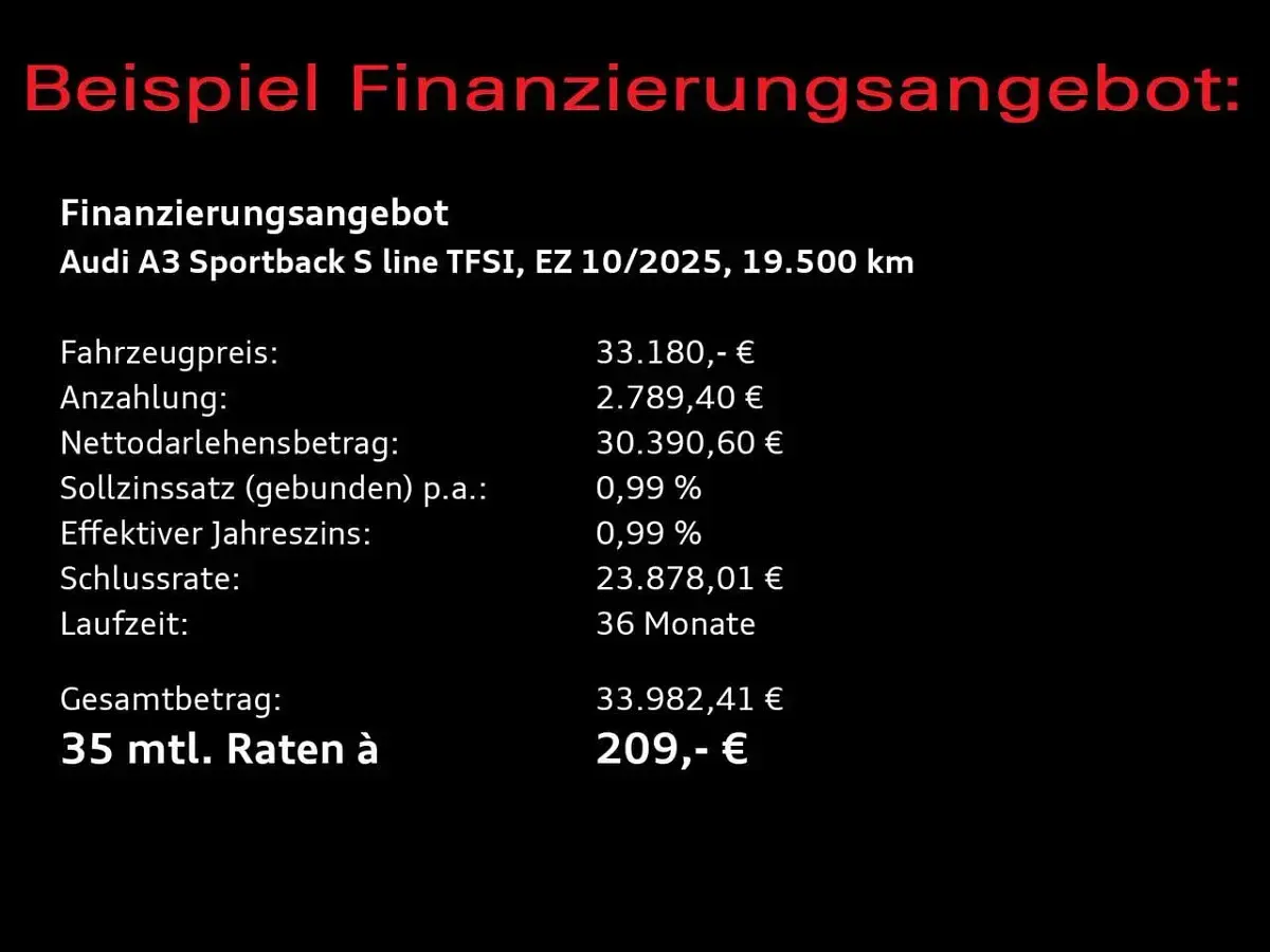 Gebraucht Audi A3 S-Line 150 PS (110 kW) 2025 Mythosschwarz metallic Limousine