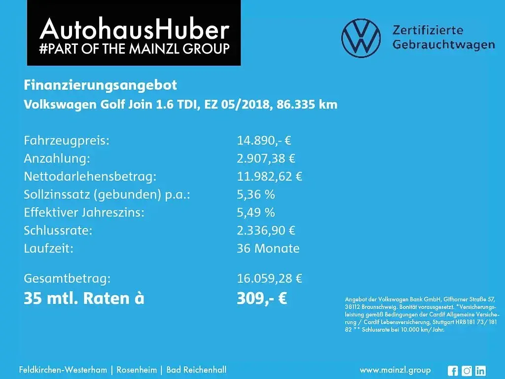 Gebraucht VW Golf VII Join 116 PS (85 kW) 2018 Schwarz Limousine