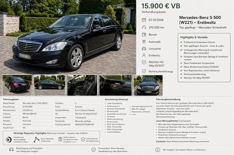 Gebraucht Mercedes S500 388 PS (285 kW) 2006 Blau Limousine
