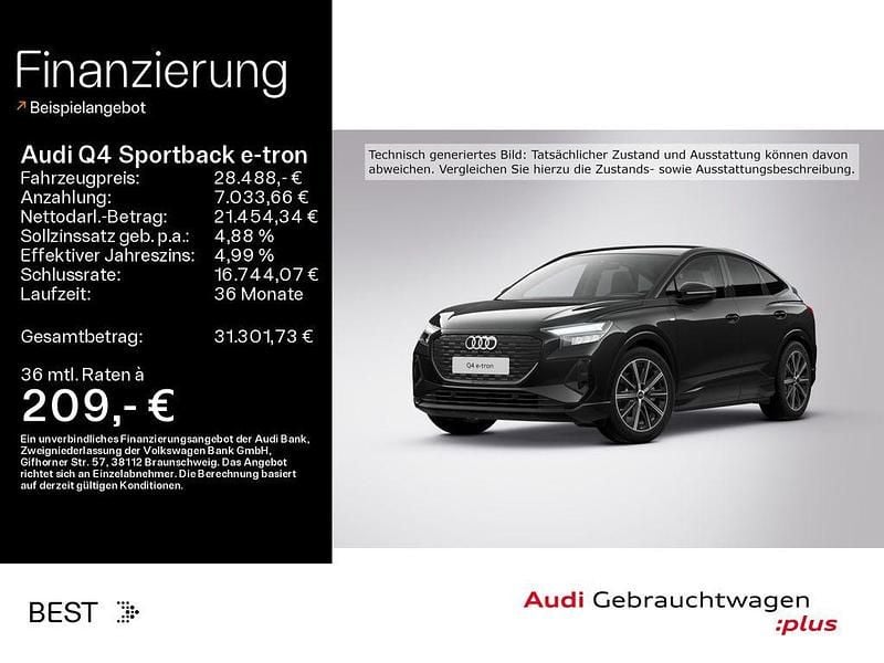 Schwarz Gebraucht 2022 Audi Q4 Sportback e-tron S-Line SUV | 28.488 € (Fairer Preis) - Bild 1/4