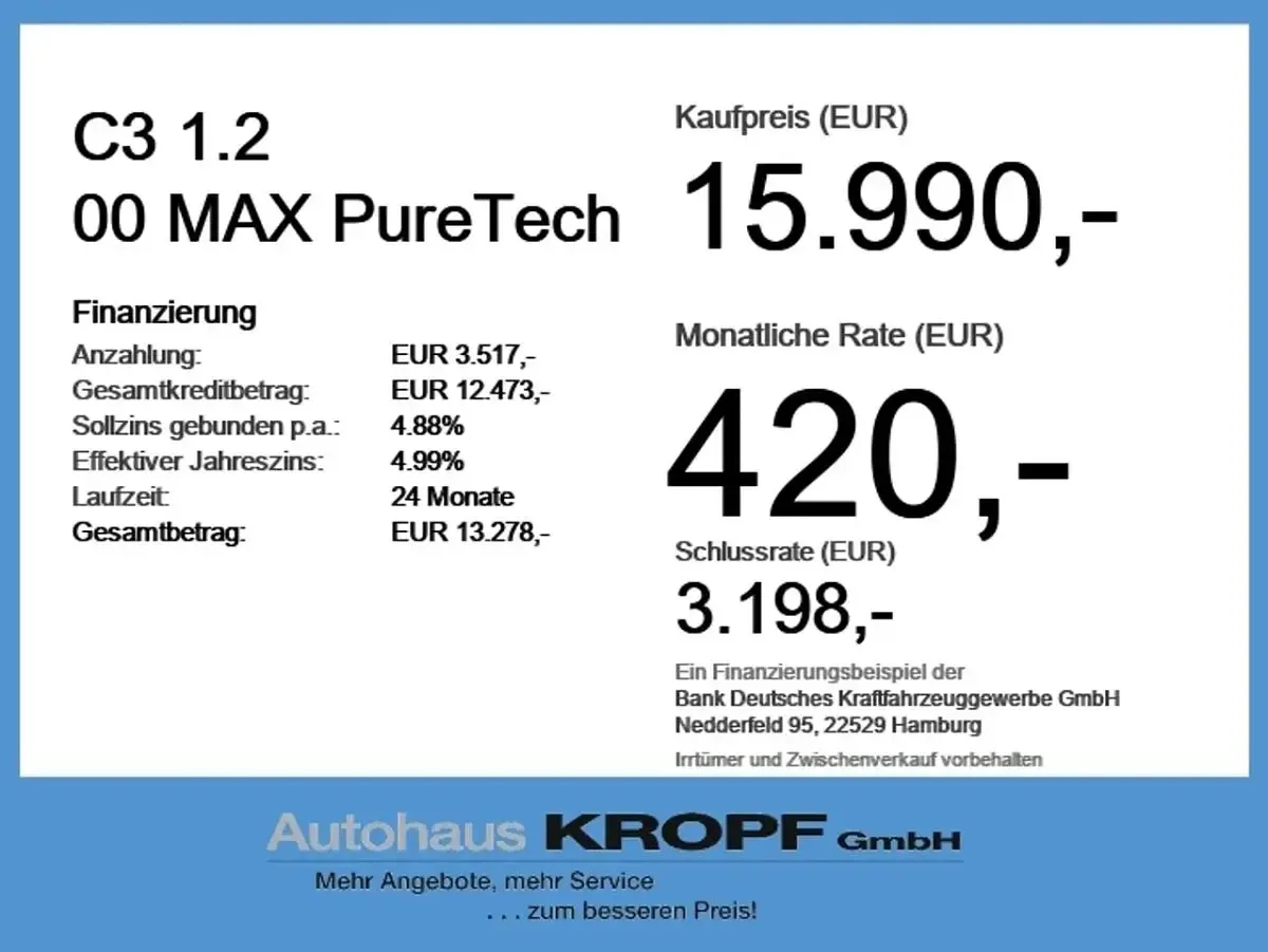Gebraucht Citroën C3 PureTech 101 PS (74 kW) 2025 Lack weiss banquise/typ aussen SUV