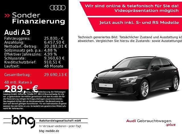 Mythosschwarz metallic Gebraucht 2022 Audi A3 S-Line Limousine | 25.830 € (Fairer Preis) - Bild 1/4