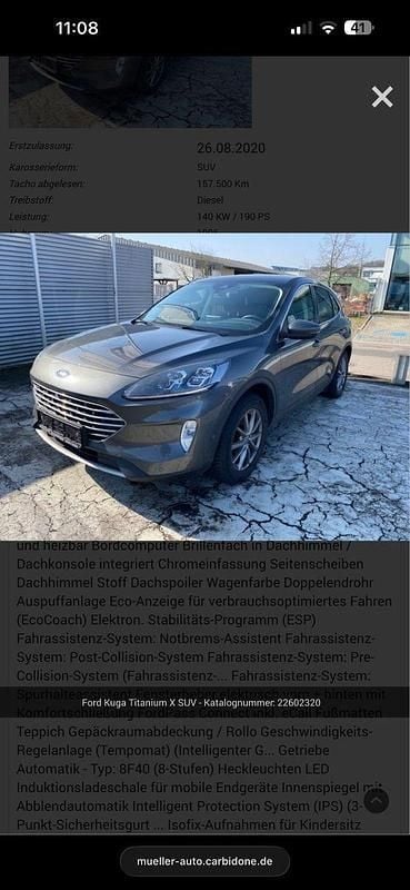 Gebraucht Ford Kuga Titanium X 190 PS (139 kW) 2020 Grau SUV