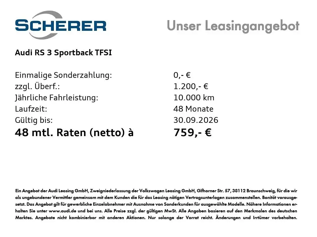 Neu Audi RS3 Sport 400 PS (294 kW) 2026 Progressivrot metallic (metallic) Limousine