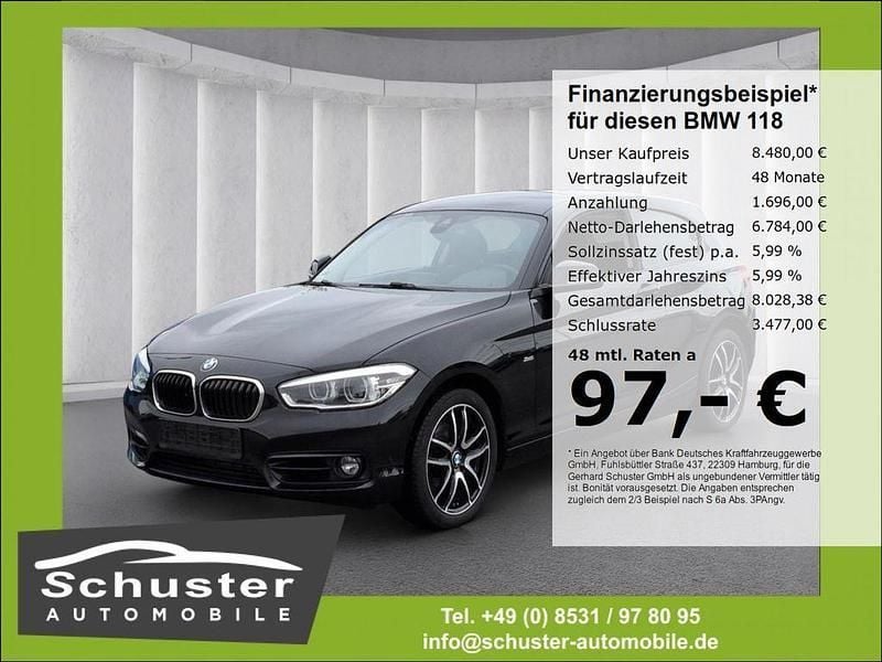 Schwarz Gebraucht 2015 BMW 118 Sport Line Kleinwagen | 8.480 € (Fairer Preis) - Bild 1/4