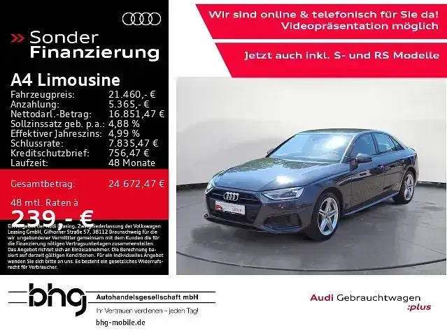 Gebraucht Audi A4 Advanced Plus 204 PS (150 kW) 2022 Grau Limousine
