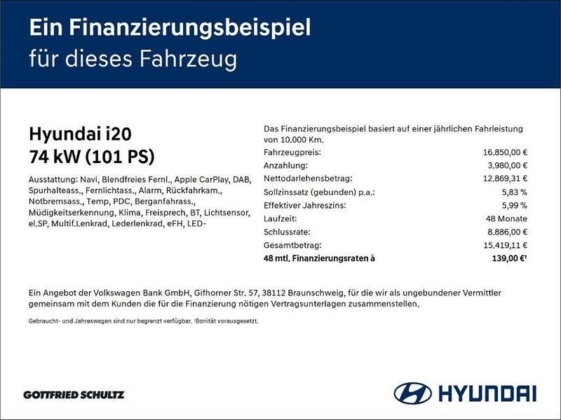 Gebraucht Hyundai i20 Select 101 PS (74 kW) 2025 Atlas white / sol Limousine