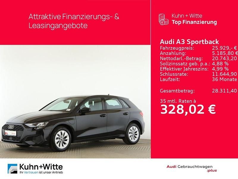 Brillantschwarz Gebraucht 2022 Audi A3 Sportback e-tron Ambiente Limousine | 25.929 € (Fairer Preis) - Bild 1/3