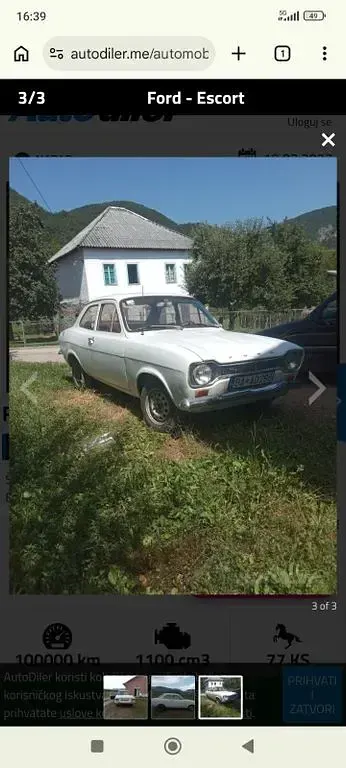 Occasion Ford Escort 105 ch (77 kW) 1978 Blanc