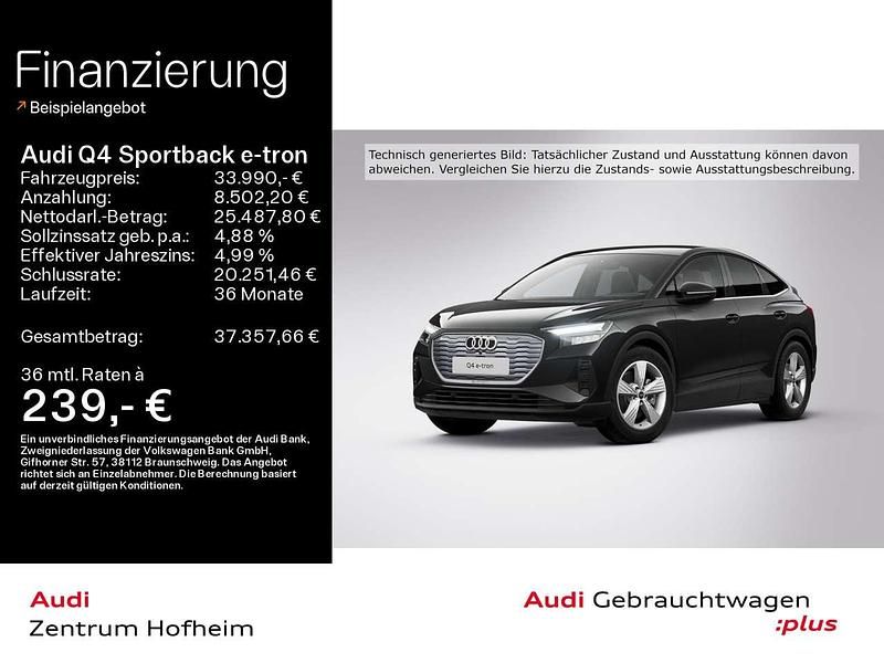 Mythosschwarz metallic Gebraucht 2023 Audi Q4 e-tron S-Line SUV | 33.990 € (Fairer Preis) - Bild 1/4