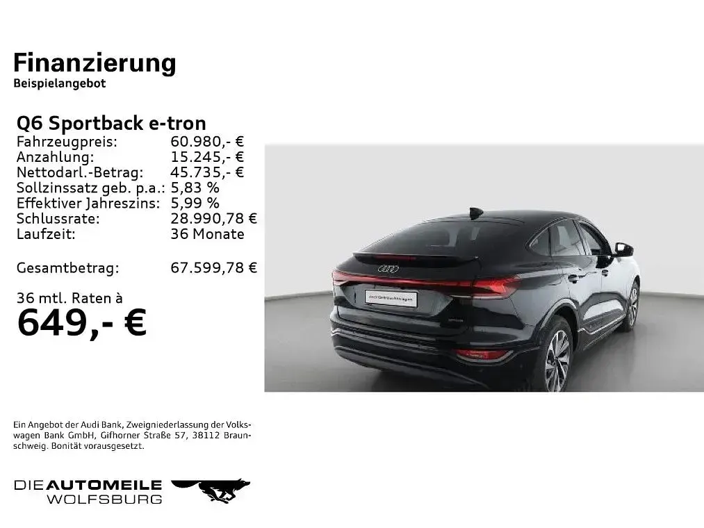 Gebraucht Audi Q6 Sportback e-tron Comfort 284 kW (387 PS) 2025 Mythosschwarz metallic SUV