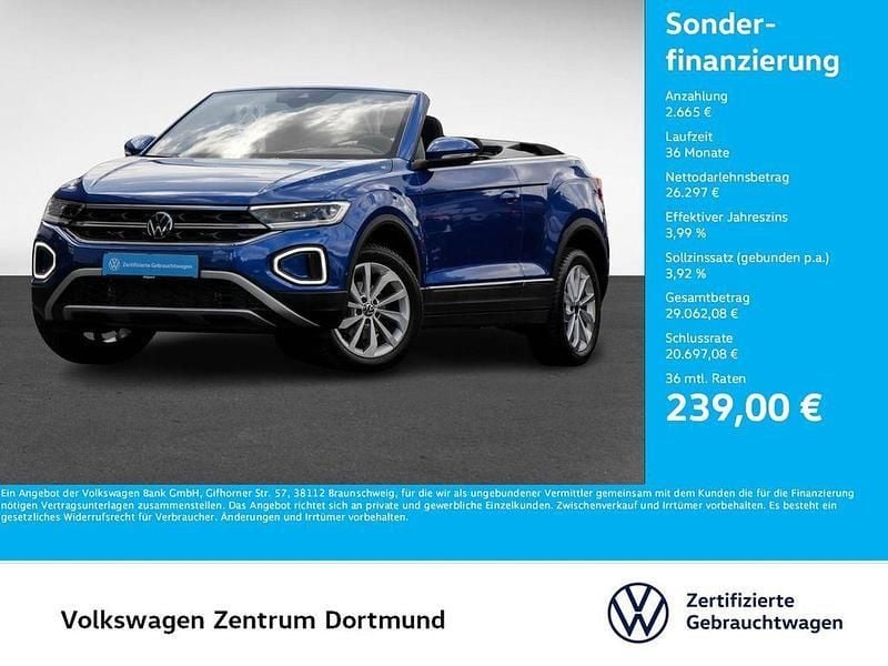 Blau Gebraucht 2024 VW T-Roc Cabriolet Style Cabrio | 28.962 € (Guter Preis) - Bild 1/4