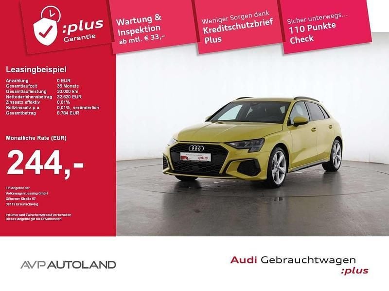 Pythongelb metallic Gebraucht 2024 Audi A3 Sportback S-Line Limousine | 32.620 € (Guter Preis) - Bild 1/3