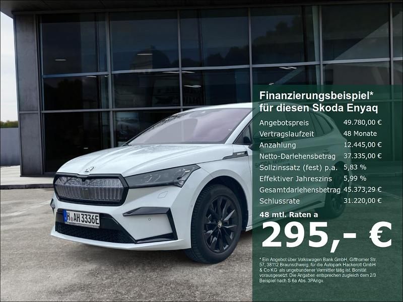 Weiss Gebraucht 2024 Skoda Enyaq iV SportLine SUV | 49.780 € (Etwas zu teuer) - Bild 1/4