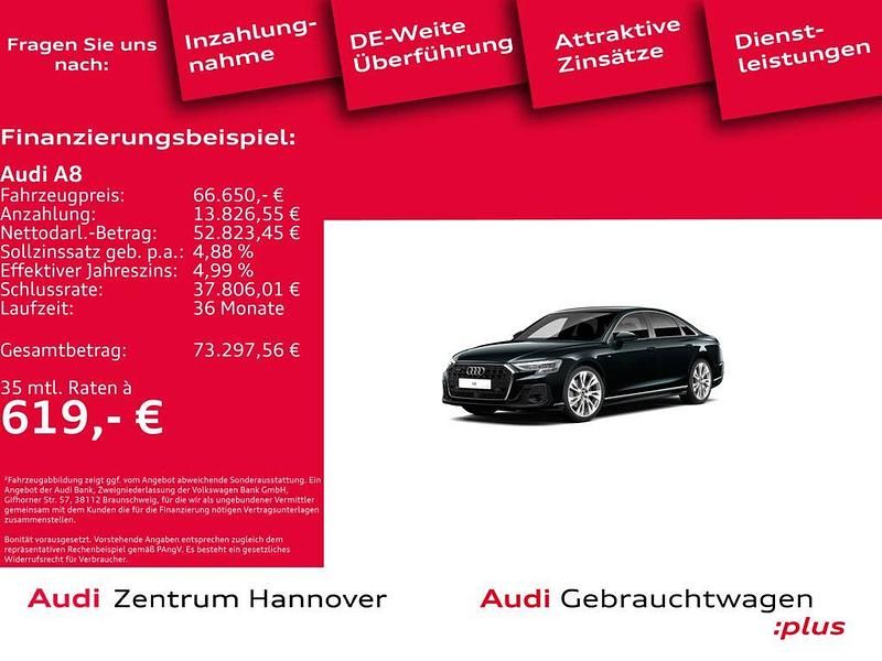 Mythosschwarz metallic Gebraucht 2022 Audi A8 Ambiente Limousine | 66.650 € (Etwas zu teuer) - Bild 1/4