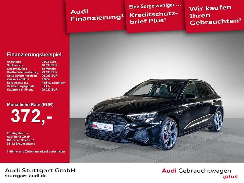 Mythosschwarz metallic Gebraucht 2022 Audi A3 Sportback e-tron S-Line Limousine | 29.220 € (Fairer Preis) - Bild 1/2