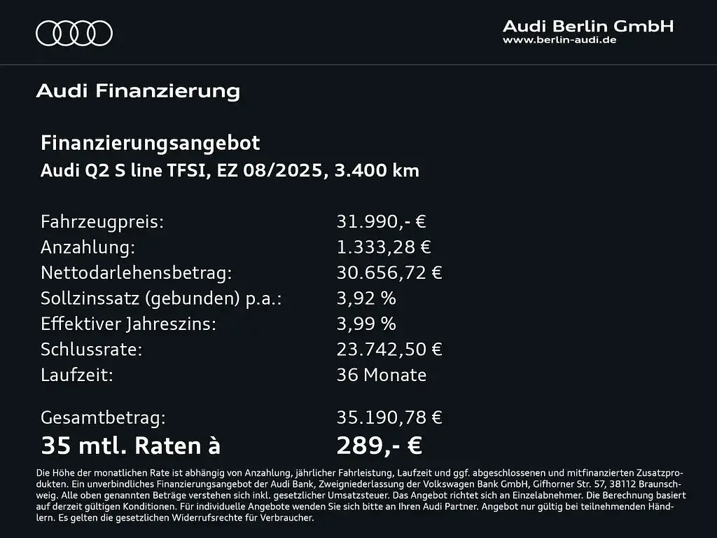 Gebraucht Audi Q2 S-Line 150 PS (110 kW) 2025 Daytonagrau perleffekt SUV